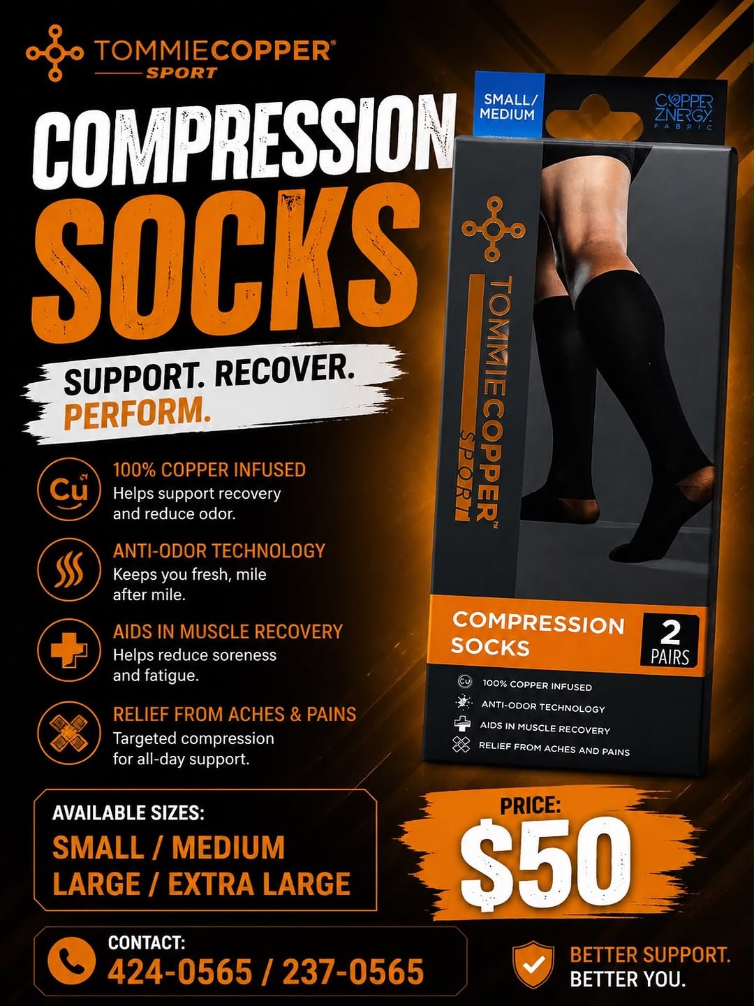 Tommie Copper Sport Compression Socks – 2 Pairs for $50