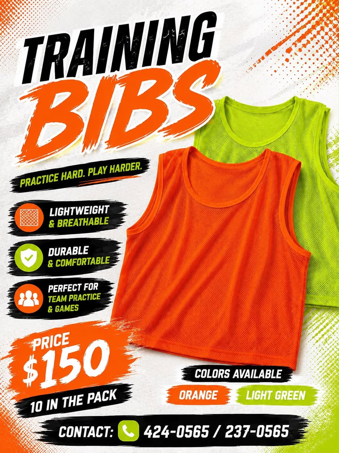 Training Bibs – Pack of 10 for $150