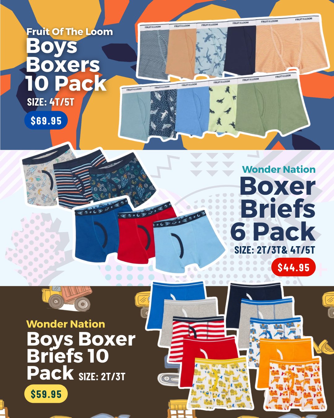 Back to School Underwear Edition – Kids' Multipacks from $39.95
