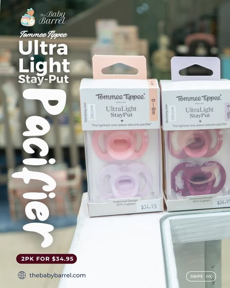 Tommee Tippee Ultra Light Stay-Put Pacifier – 2PK for $34.95