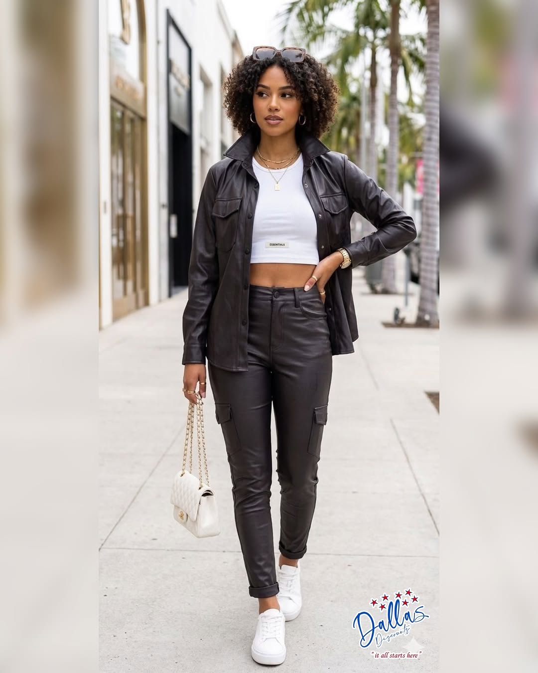 Faux Leather Set — Long Sleeve Shirt $50 & Pants $75 at Dallas Discounts