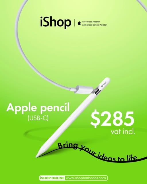 Apple Pencil (USB-C) – $285 VAT Included at iShop Barbados