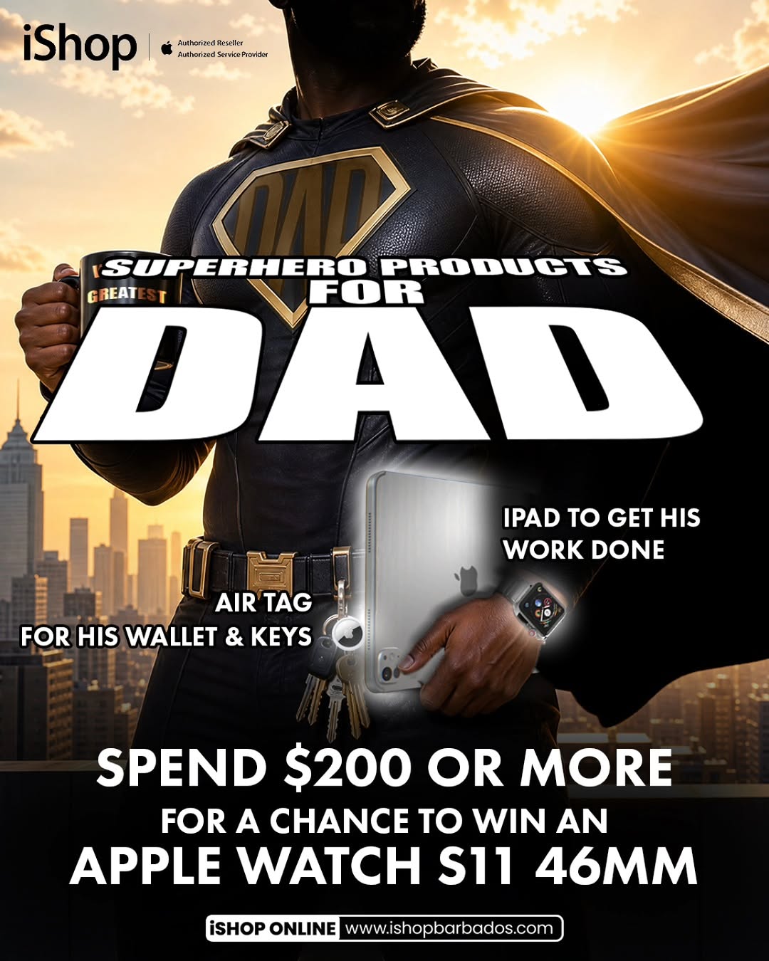 iShop Barbados Father's Day: Spend $200+ for a Chance to Win an Apple Watch S11 46mm