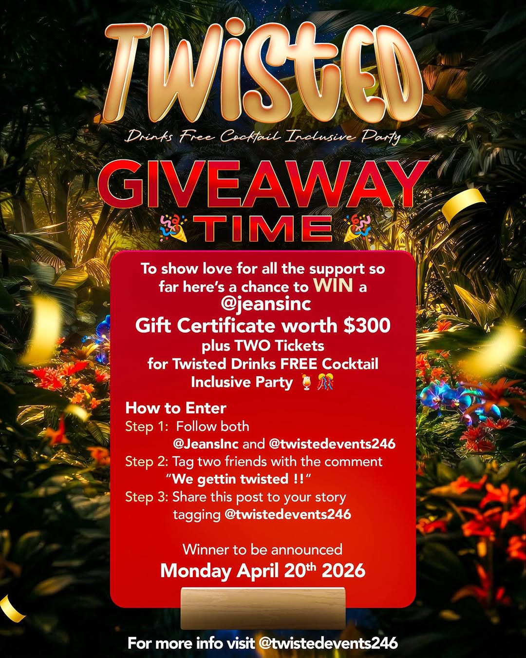 Twisted Giveaway – Win a $300 Jeans Inc Gift Certificate + 2 Event Tickets