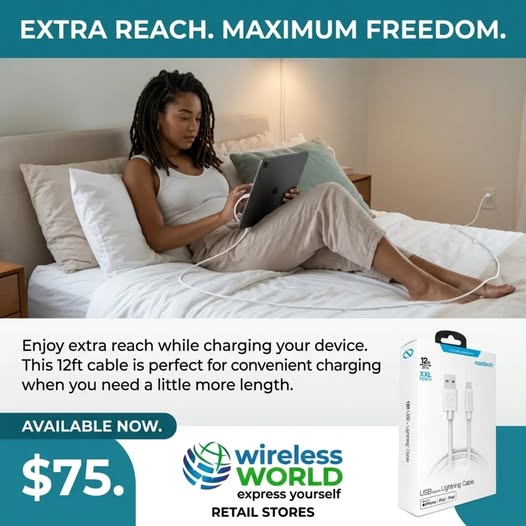 12ft Lightning Cable – $75 at Wireless World