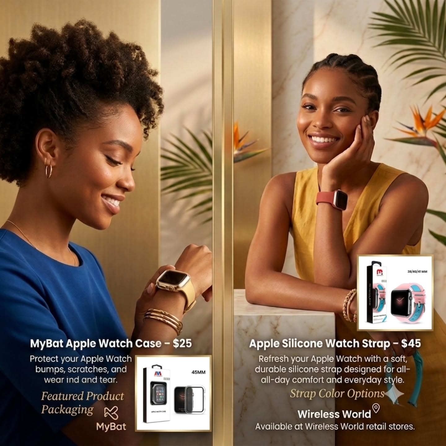 MyBat Apple Watch Case $25 & Apple Silicone Watch Strap $45 at Wireless World