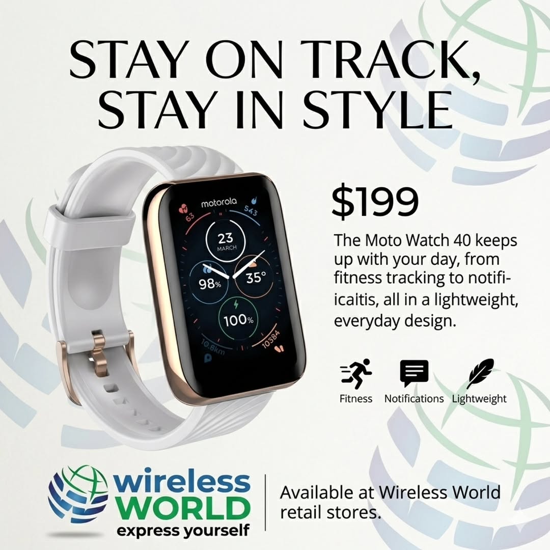 Moto Watch 40 – $199 at Wireless World Barbados