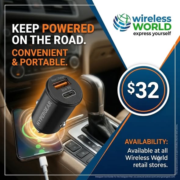 Hypergear 20W Car Charger – $32 at Wireless World