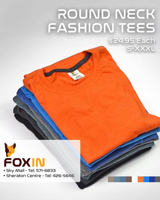 Round Neck Fashion Tees – $24.95 Each + Bulk Discounts Up To 25% Off