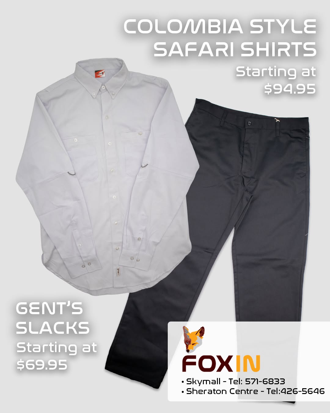 Foxin Barbados Volume Discount – Up to 25% Off Men's Shirts & Slacks