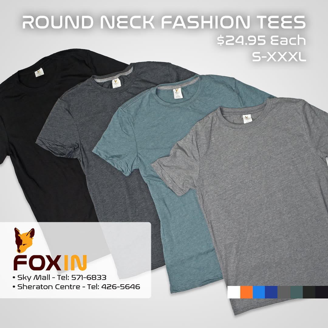 Round Neck Fashion Tees – $24.95 Each with Bulk Discounts Up to 25% Off