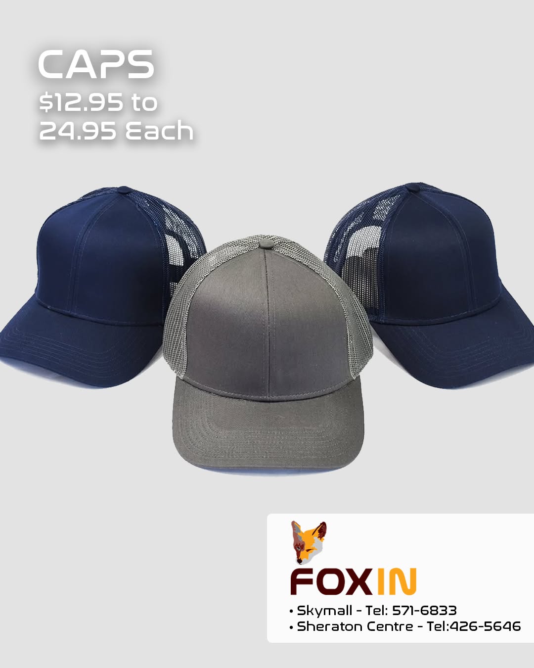 FOXIN Caps – Bulk Discount: Up to 25% Off on 24+ Items