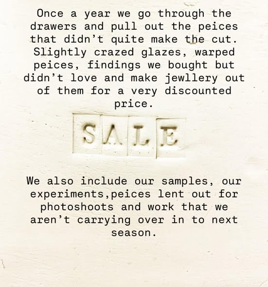 Annual Seconds Sale – Discounted Jewellery & Studio Pieces