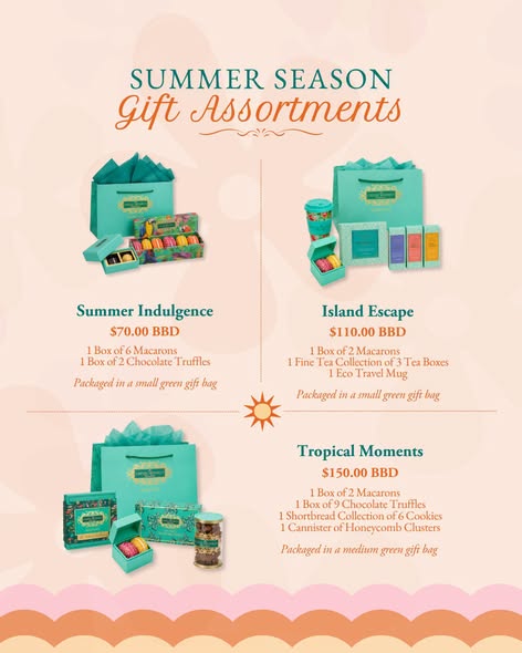 Summer Season Gift Assortments – Three Curated Gift Sets from $70 BBD