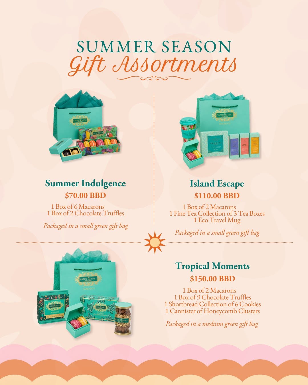 Summer Season Gift Assortments – From $70 BBD at The Green Monkey Chocolatier