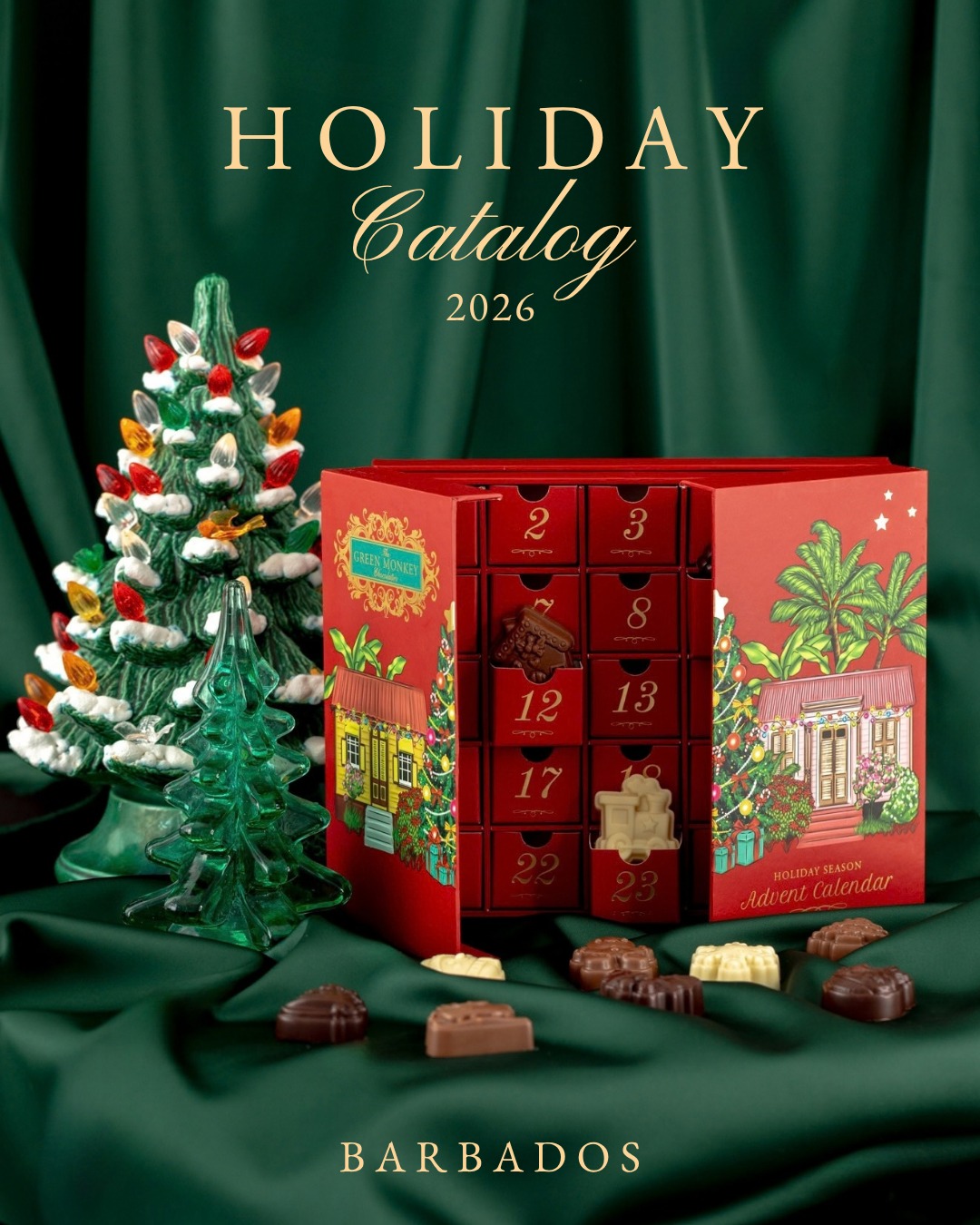 The Green Monkey Chocolatier Holiday Catalog 2026 – Advent Calendars, Macarons & Gift Boxes