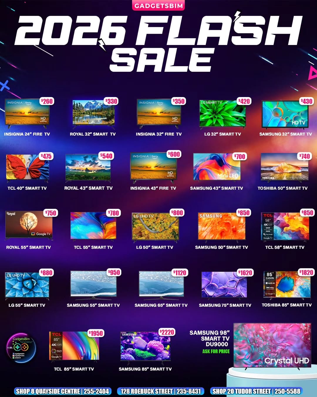 GadgetsBim 2026 Flash Sale – Smart TVs from $260