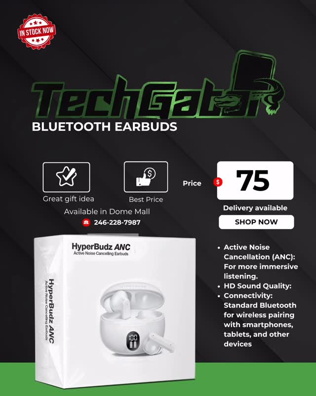 HyperBudz ANC Bluetooth Earbuds - $75 at Tech Gator