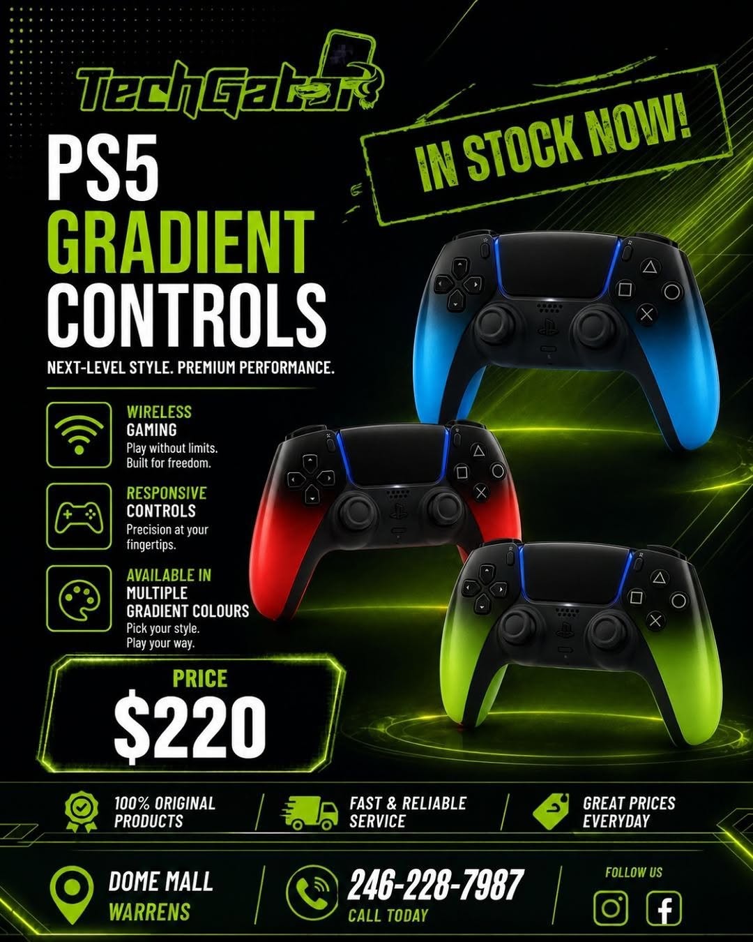 PS5 Gradient Controllers – $220 at Tech Gator, Dome Mall