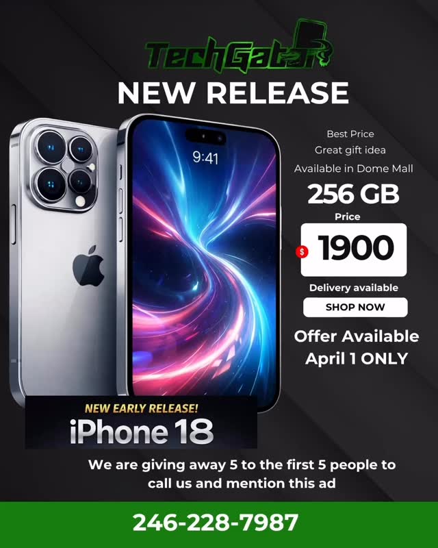 iPhone 18 Early Release – $1900 for 256GB + Win One Free (April 1 Only)