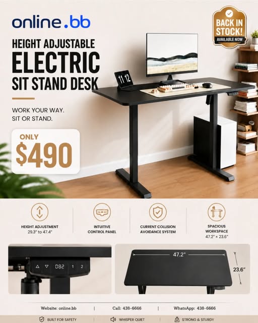 Height Adjustable Electric Sit Stand Desk – Back in Stock at $490