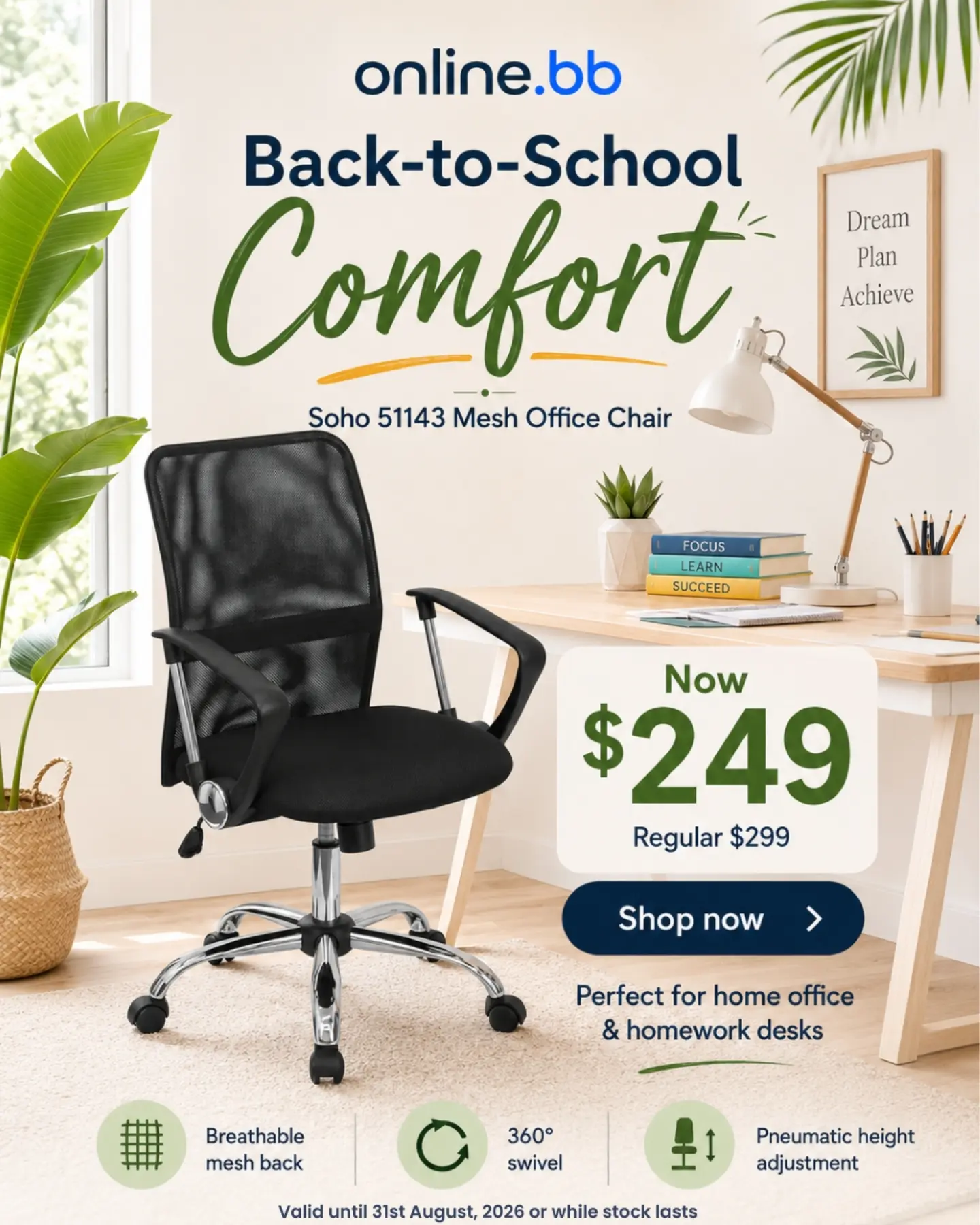 Back-to-School Deal: Soho 51143 Mesh Office Chair Now $249 (Save $50)