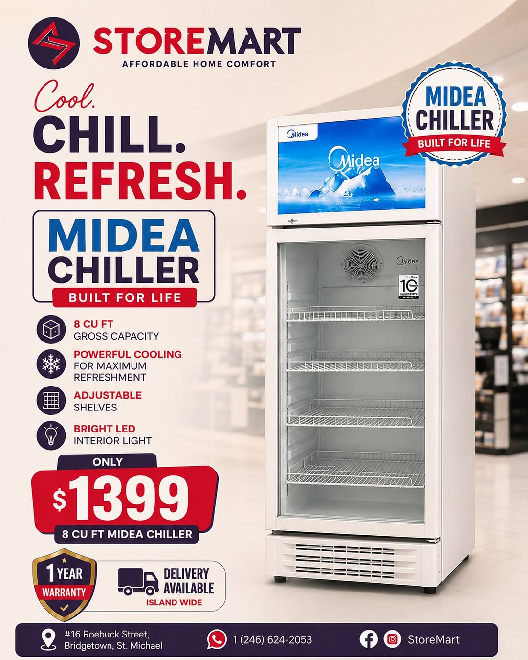 Midea 8 Cu. Ft. Chiller – Only $1,399 at Store Mart