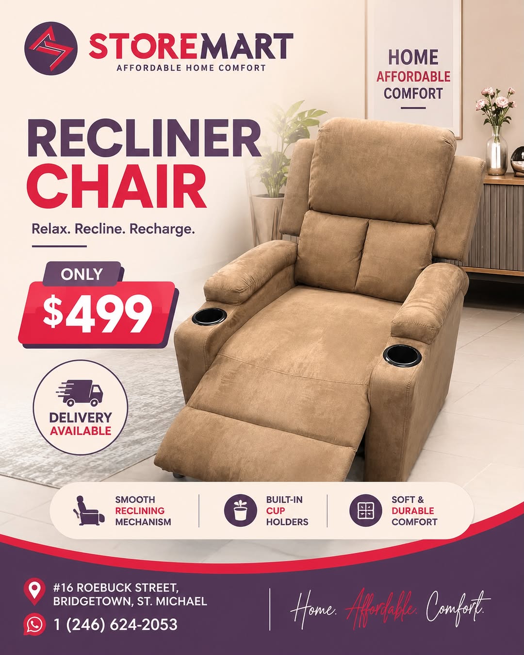 Recliner Chair – Only $499 at Store Mart Barbados