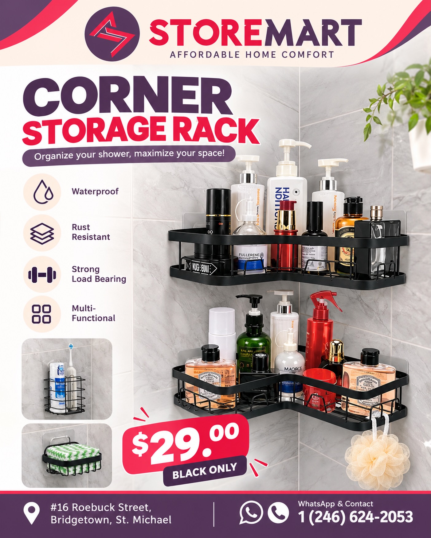 Corner Storage Rack – $29.00 (Black Only) at Store Mart