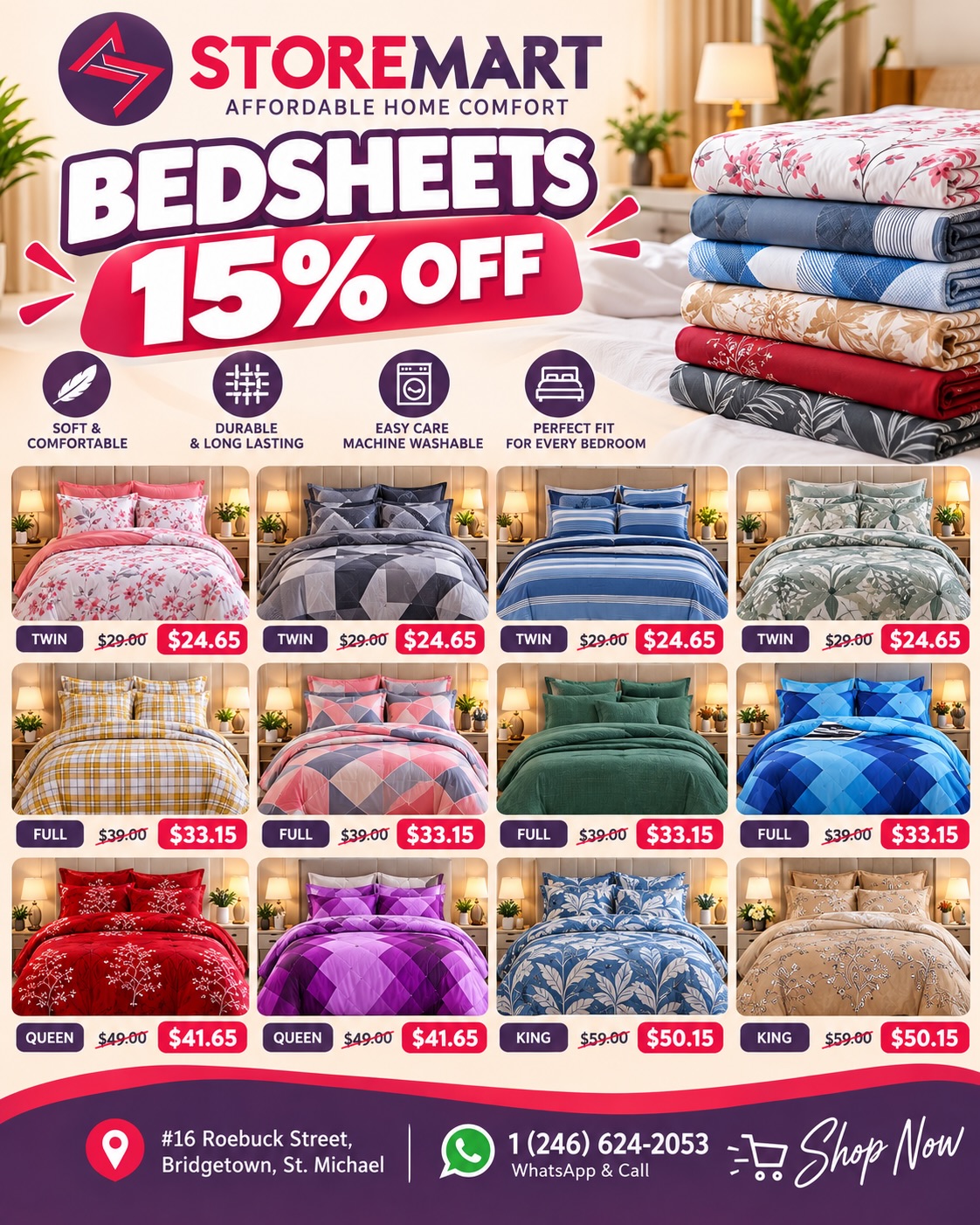 15% Off Bedsheets at Store Mart – Cotton & Microfibre Sets