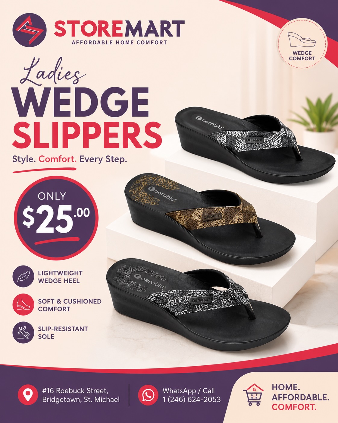 Ladies Wedge Slippers – Only $25.00 at Store Mart