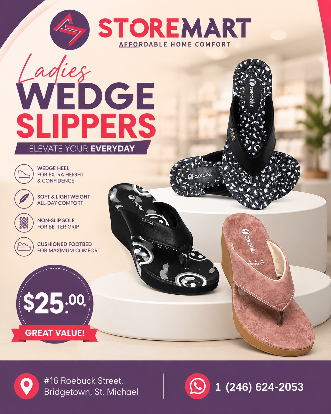 Ladies Wedge Slippers – Only $25.00 at Store Mart