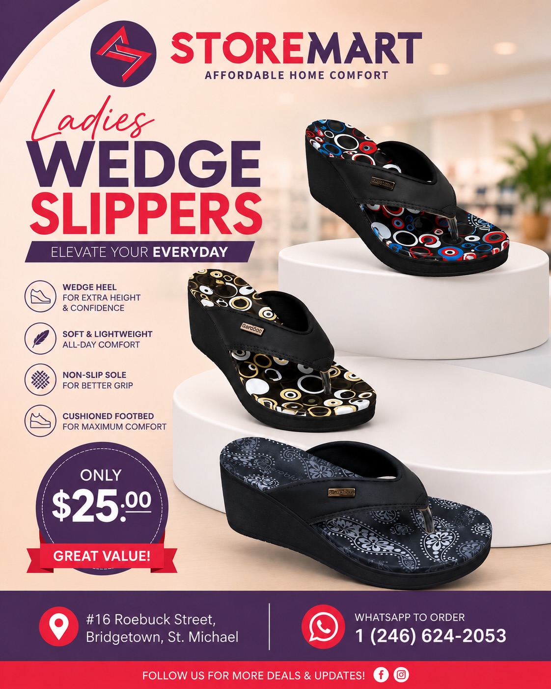 Ladies Wedge Slippers – Only $25.00 at Store Mart