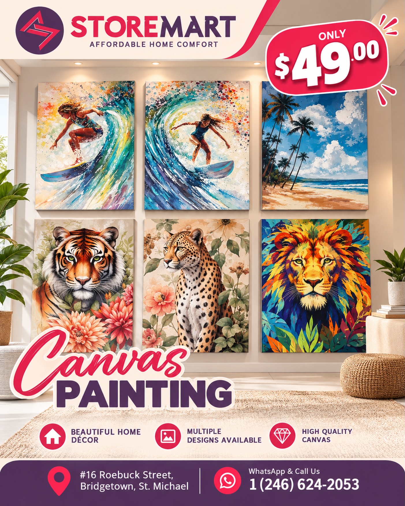 Canvas Paintings Only $49.00 at Store Mart Barbados