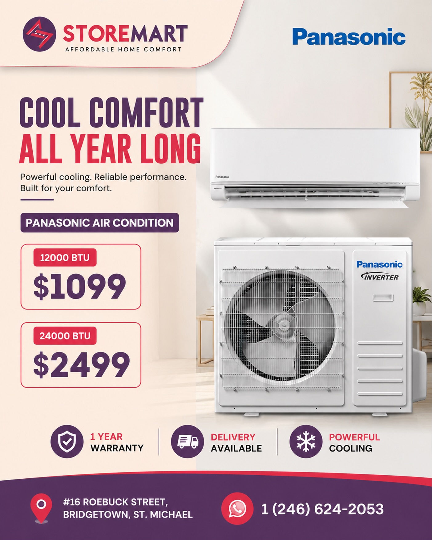 Panasonic Air Conditioner Sale – 12,000 BTU $1,099 | 24,000 BTU $2,499