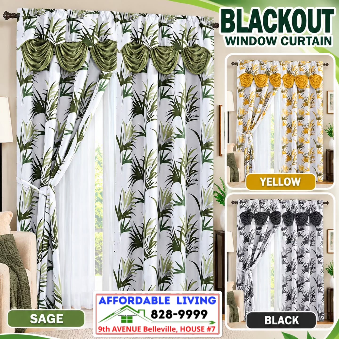 Blackout Window Curtains with Valance – $58 per Pack of 2 Panels