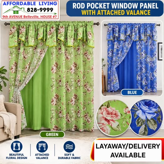Living Room Curtains with Valance – $49 per Pack of 2 Panels