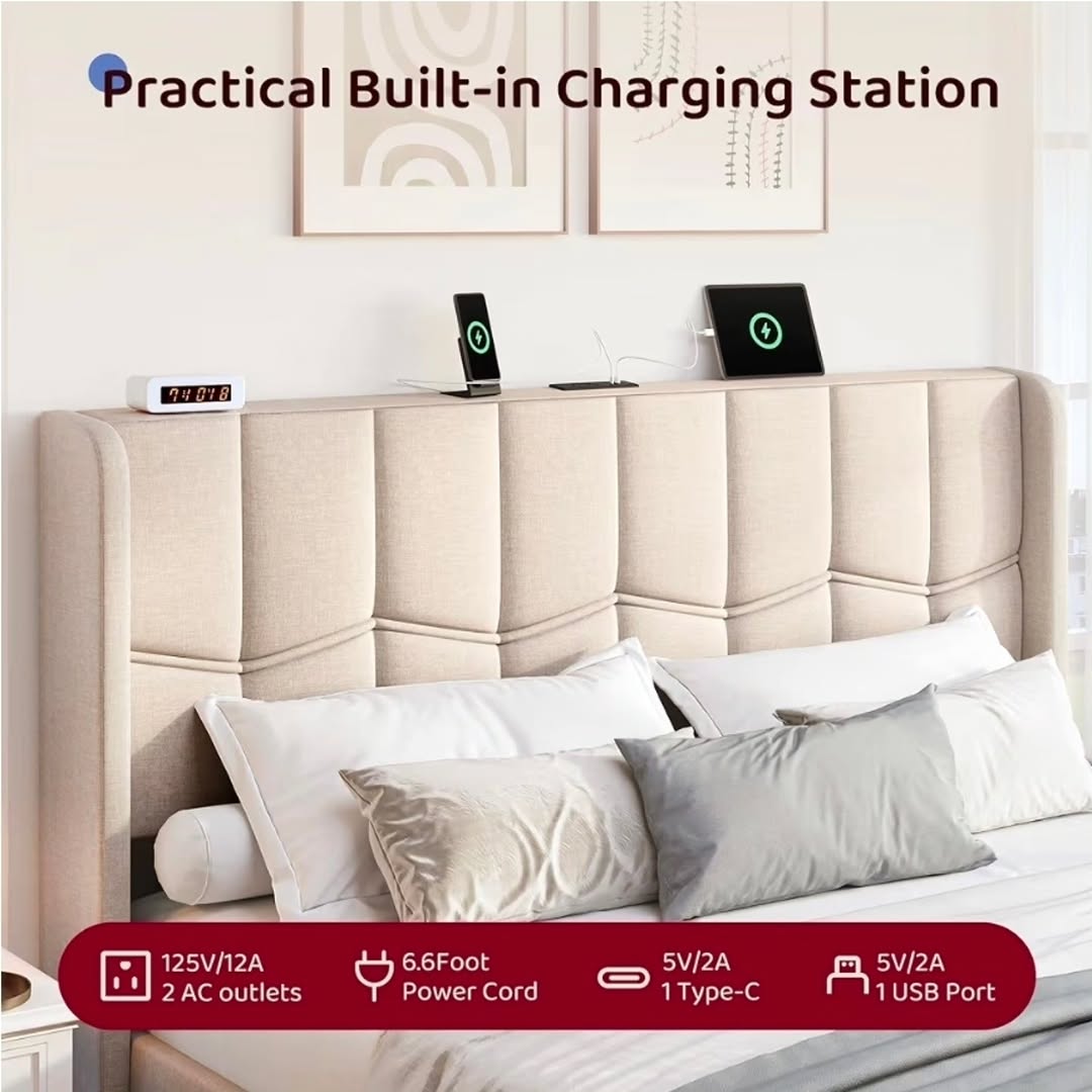 Queen Size Bed Frame with Built-in Charging Station – Only $925 + Free Islandwide Delivery