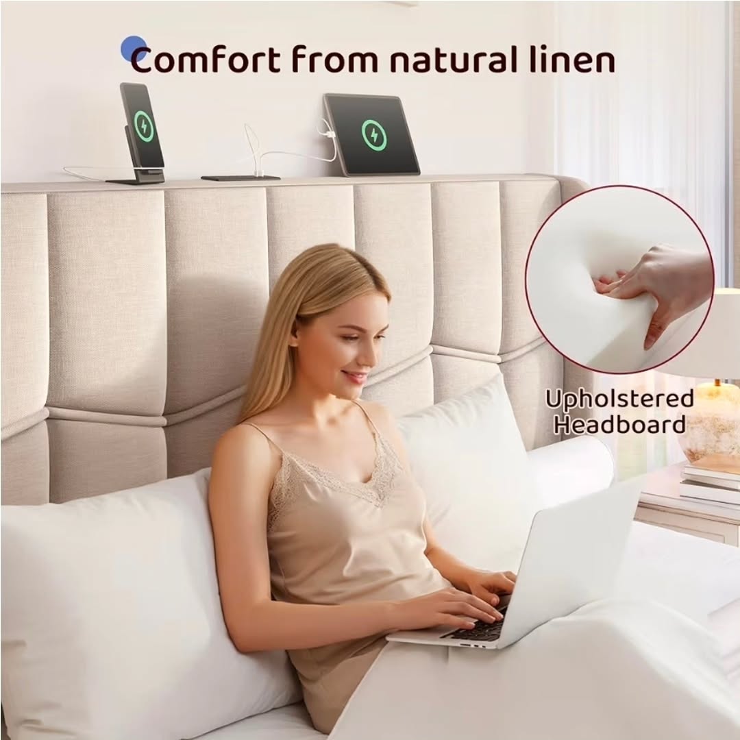 Queen Size Bed Frame with Built-in Charging Station – Only $925 + Free Islandwide Delivery