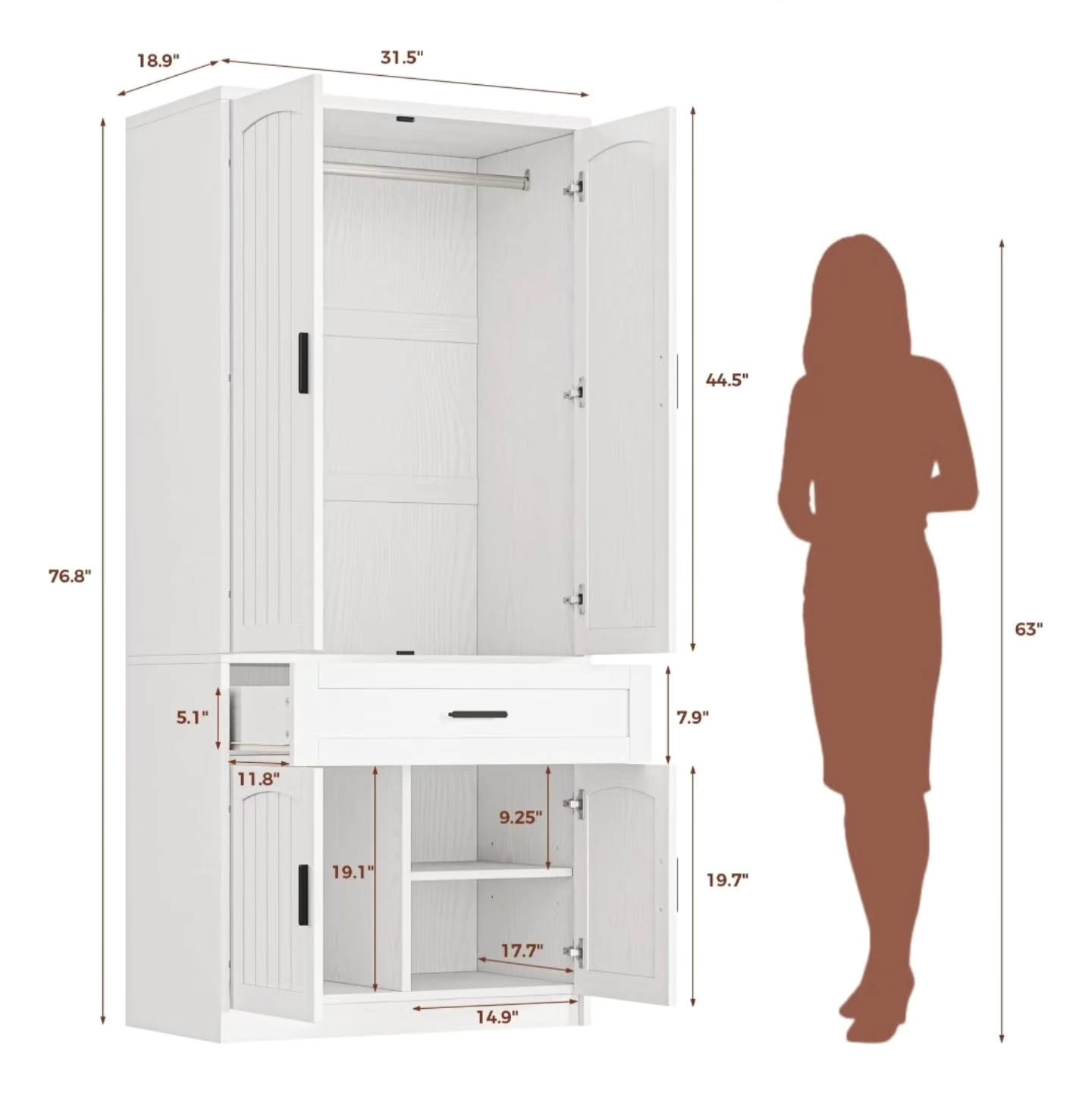 Wooden Armoire Wardrobe – $1150 with Free Islandwide Delivery
