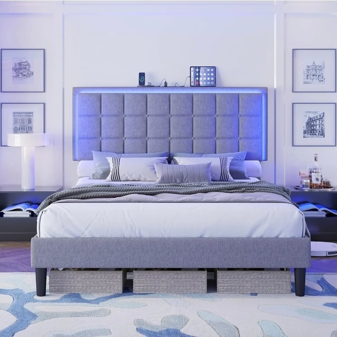 Queen Bed Frame with LED Lighting – Only $799.99
