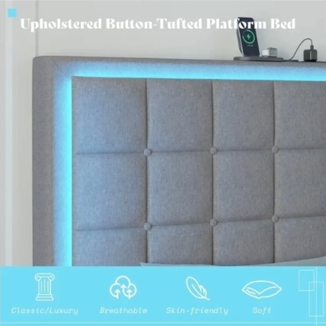 Queen Bed Frame with LED Lighting – Only $799.99