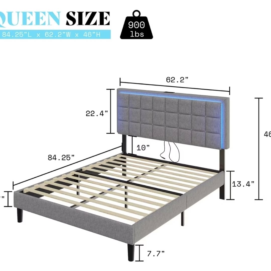 Queen Bed Frame with LED Lighting – Only $799.99