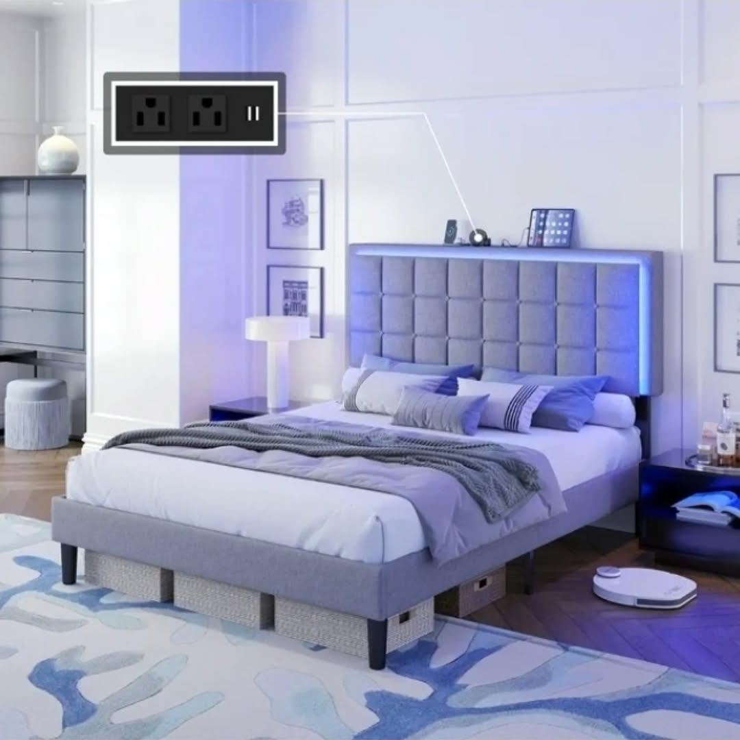 Queen Bed Frame with LED Lighting – Only $799.99