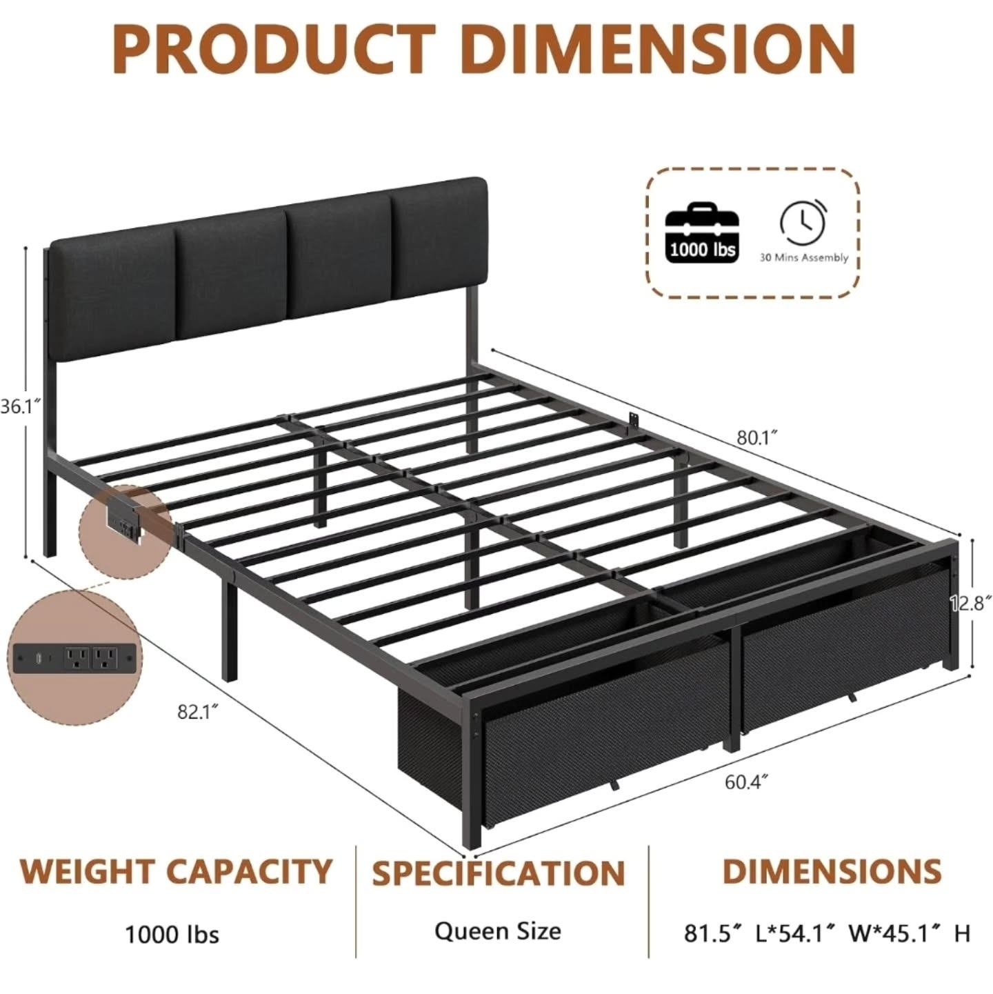 Queen Size Bedframe – Only $875 with Free Islandwide Delivery
