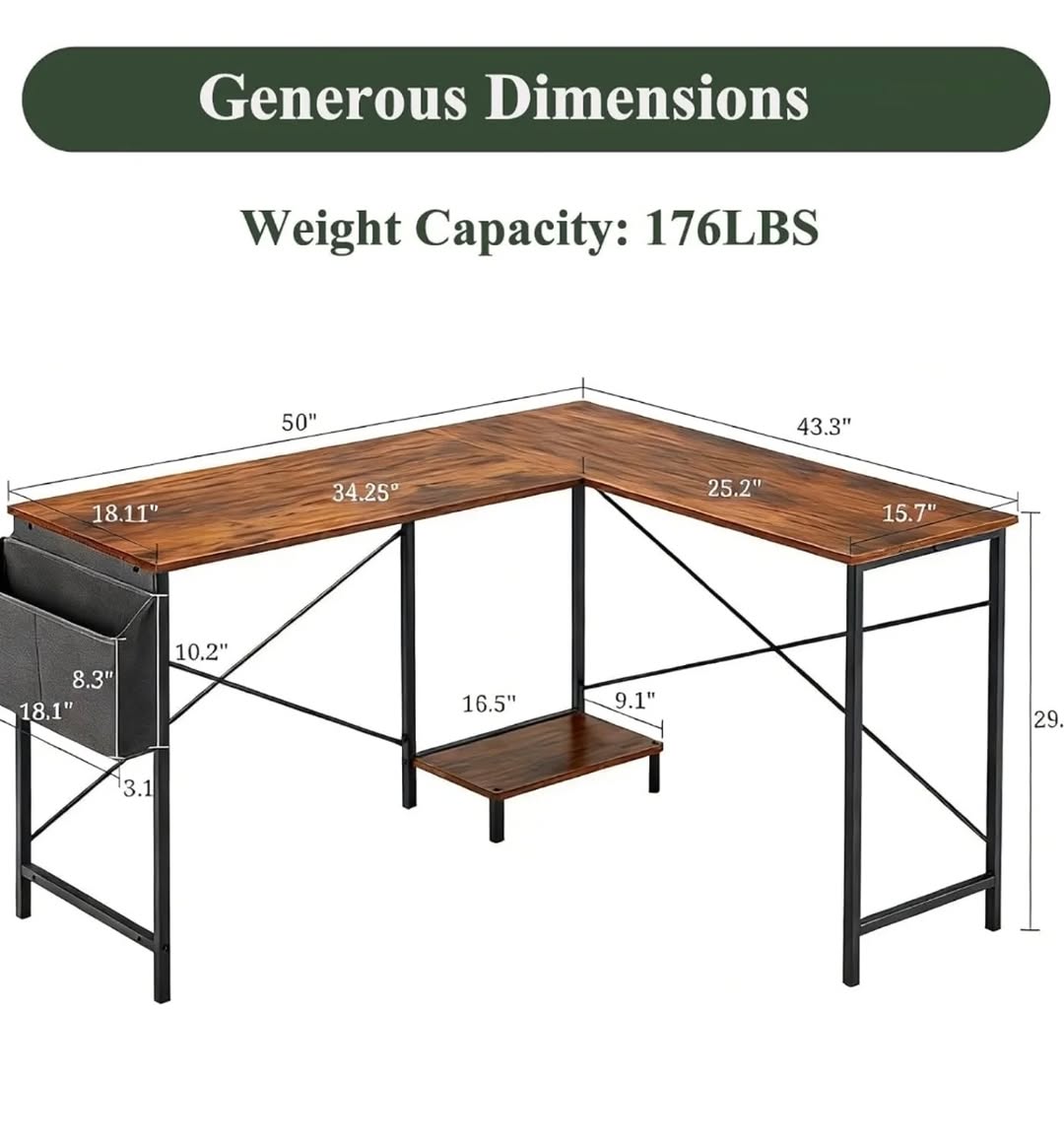 L-Shape Desks – Available in 4 Colors at $349.99