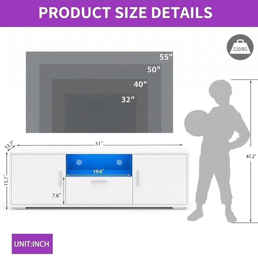 Modern TV Stand with LED Lighting - $649.99