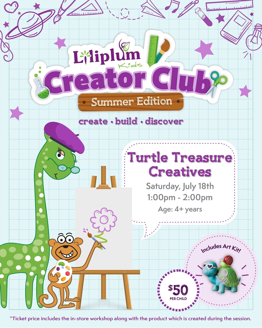 Liliplum Kids Creator Club – Turtle Treasure Creatives Workshop (July 18th)