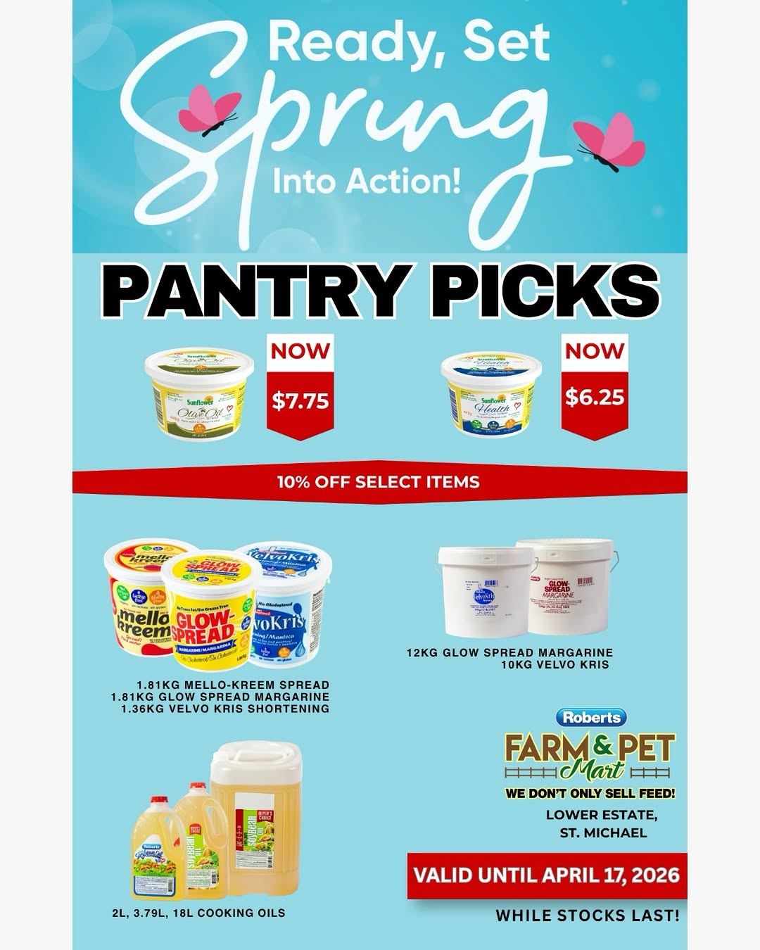 Easter Pantry Picks – 10% Off Select Spreads, Margarines & Oils at Roberts Farm & Pet Mart