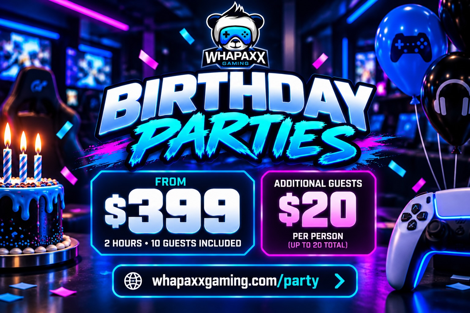 Whapaxx Gaming Birthday Party Packages from $399